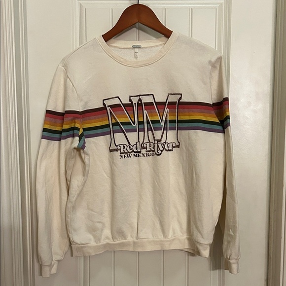 New Mexico Cream Sweatshirt with Rainbow Stripes - Picture 1 of 3